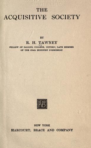 The Acquisitive Society - R. H. Tawney